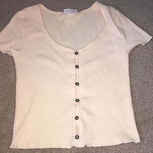 PINK BUTTON UP CROPPED TEE
